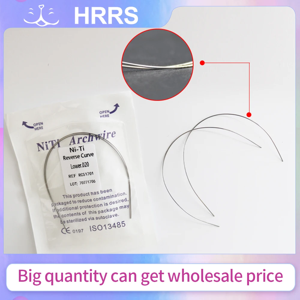 2Packs 4Pcs Dental Reverse Curve Niti Arch Wire Round Rectangular Wire (1Pack Upper+1Pack Lower)