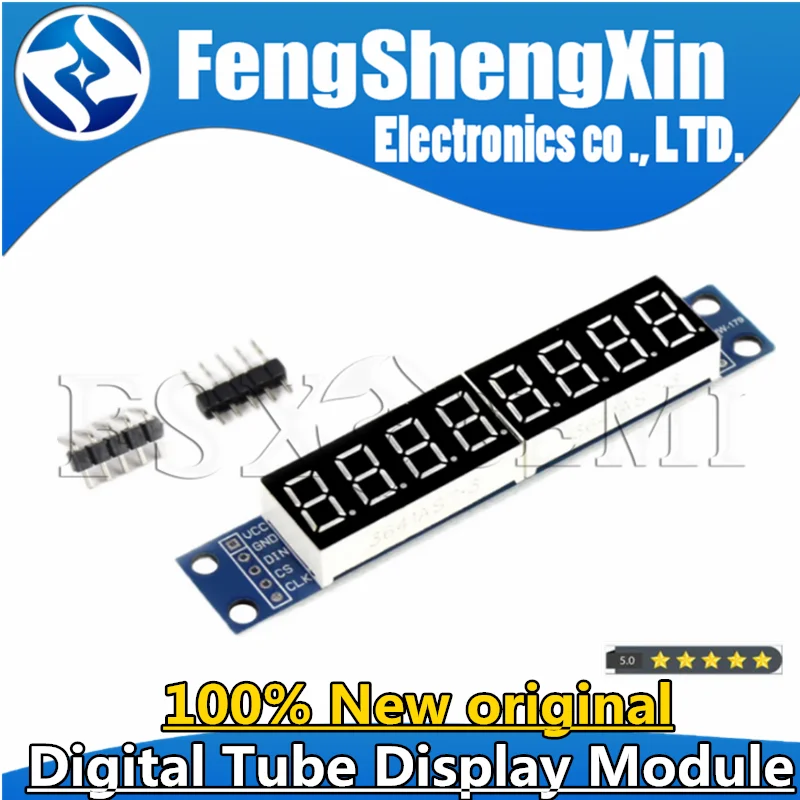 

MAX7219 LED Dot Matrix 8 Digit Digital Tube Display Control Module 3.3V 5V Microcontroller Serial Driver 7-segment