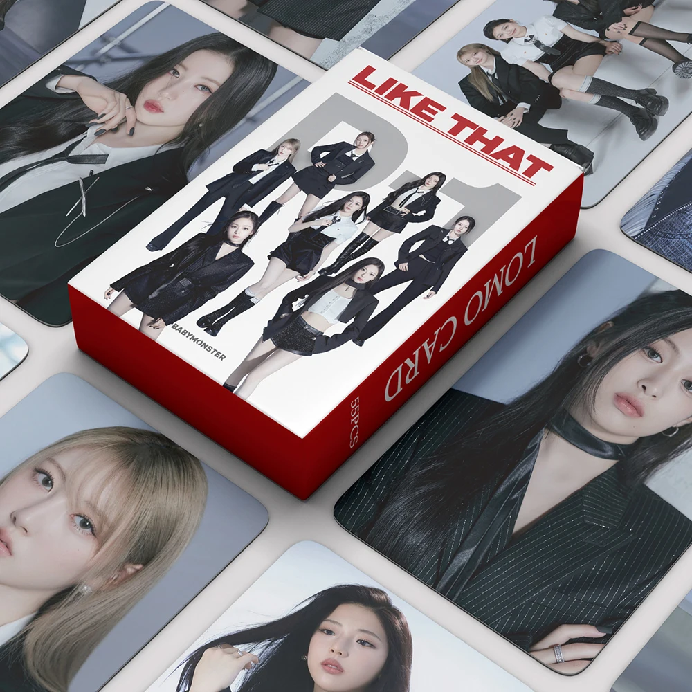 55Pcs/Set KPOP Babymonster LIKE THAT Single Boxed Lomo Cards Ahyeon Pharita Ruka Rora Fashion Photocard Postcard Fans Collection