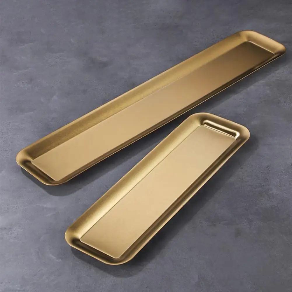 

Gold Stainless Steel Plate Korean Style Roasting Pan for Meat Snack Dessert Tray Sushi Dish for Home Kitchen