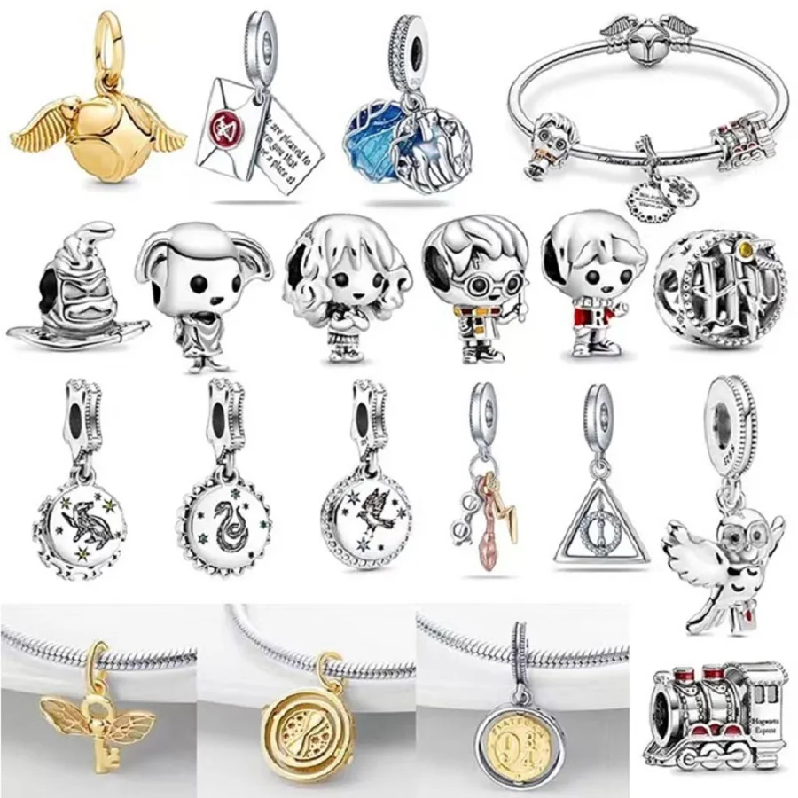 100% S925 sterling silver Disney Charm Harry Potter beads suitable for Pandora bracelet, women\'s exquisite birthday gift