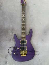 Left Hand Electric Guitar Matte Purple Thin Body Rosewood Fingerboard Tremolo Bridge HSH Pickups Gold Tuners