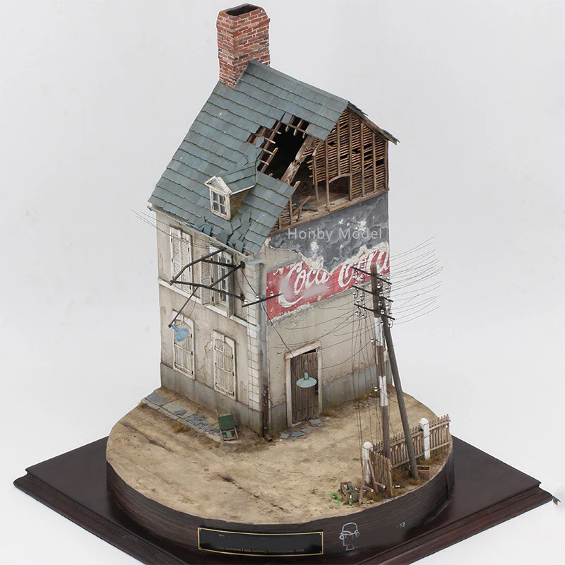 Analyste de maquettes de construction 1/35 non peints, maison en ruines, scène de diorama l\'inventaire en bois faite à la main pour modèle