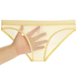 Calzoncillos sexys de tiro bajo para hombre, ropa interior de lencería, calzoncillos transpirables, Tanga transparente de malla ultrafina, 1 unidad