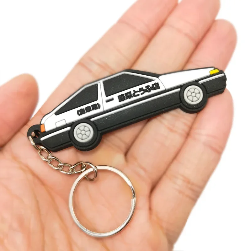 OTOKIT Car Styling AE86 Rubber Car Model Keyring Fujiwara Tofu Shop Initial D RACING Performance Car Keychain Accessories