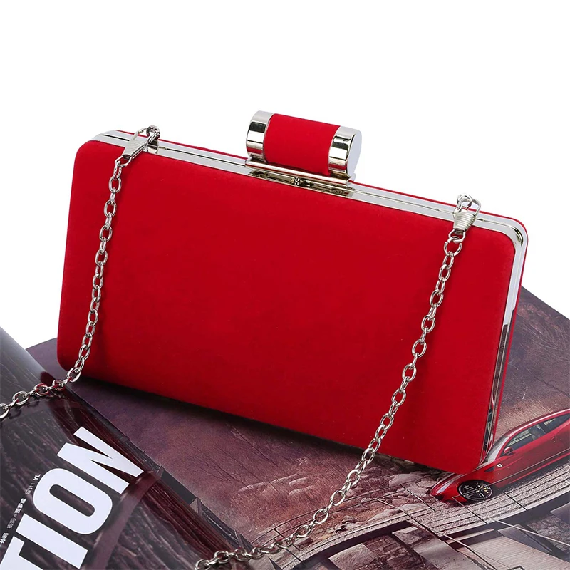 Velvet Red Clutch Vintage Black Evening Bag Wedding Party Bride Handbag Crossbody Bags Women Shoulder Messenger Bag Wallet 2024