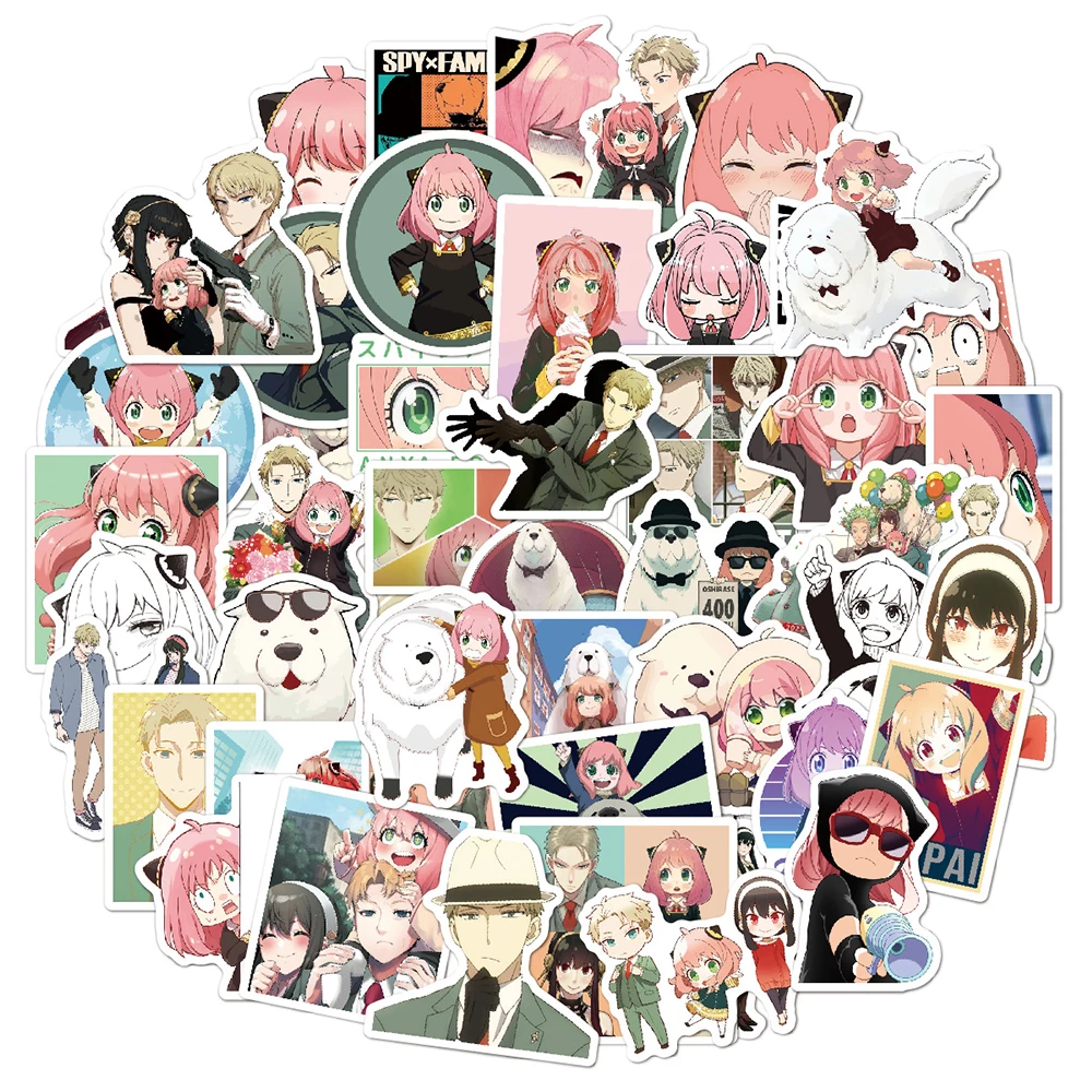 

10/30/50/100pcs Anime SPY×FAMILY Anya Forger Stickers Japanese Manga Graffiti Decals Helmet Notebook Phone Cute Cartoon Sticker
