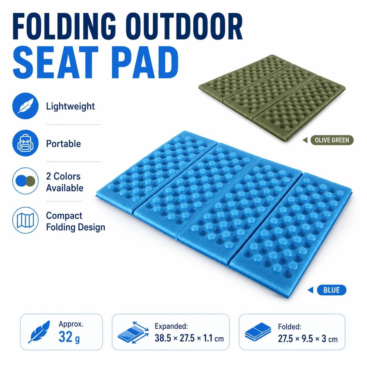 Folding Outdoor Seat Pad Lightweight Portable Foam Camping Cushion Waterproof Picnic Hiking Foldable Sitting Mat Blue Green XPE