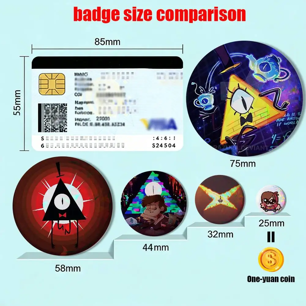 Halloween Mabel Gravity Falls Dipper Pines HD Print 58mm 44mm Round Lapel Pins Pretty Derby Round Display Brooches Brooch Badges