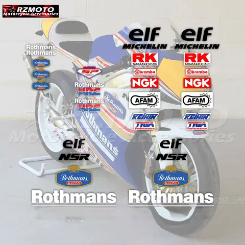 RZMOTO Motorcycle Stickers Bodywork Racing Car Decorative Tank Motor Logo Fairing Windshield Helmet Decal For Honda Rothmans NSR