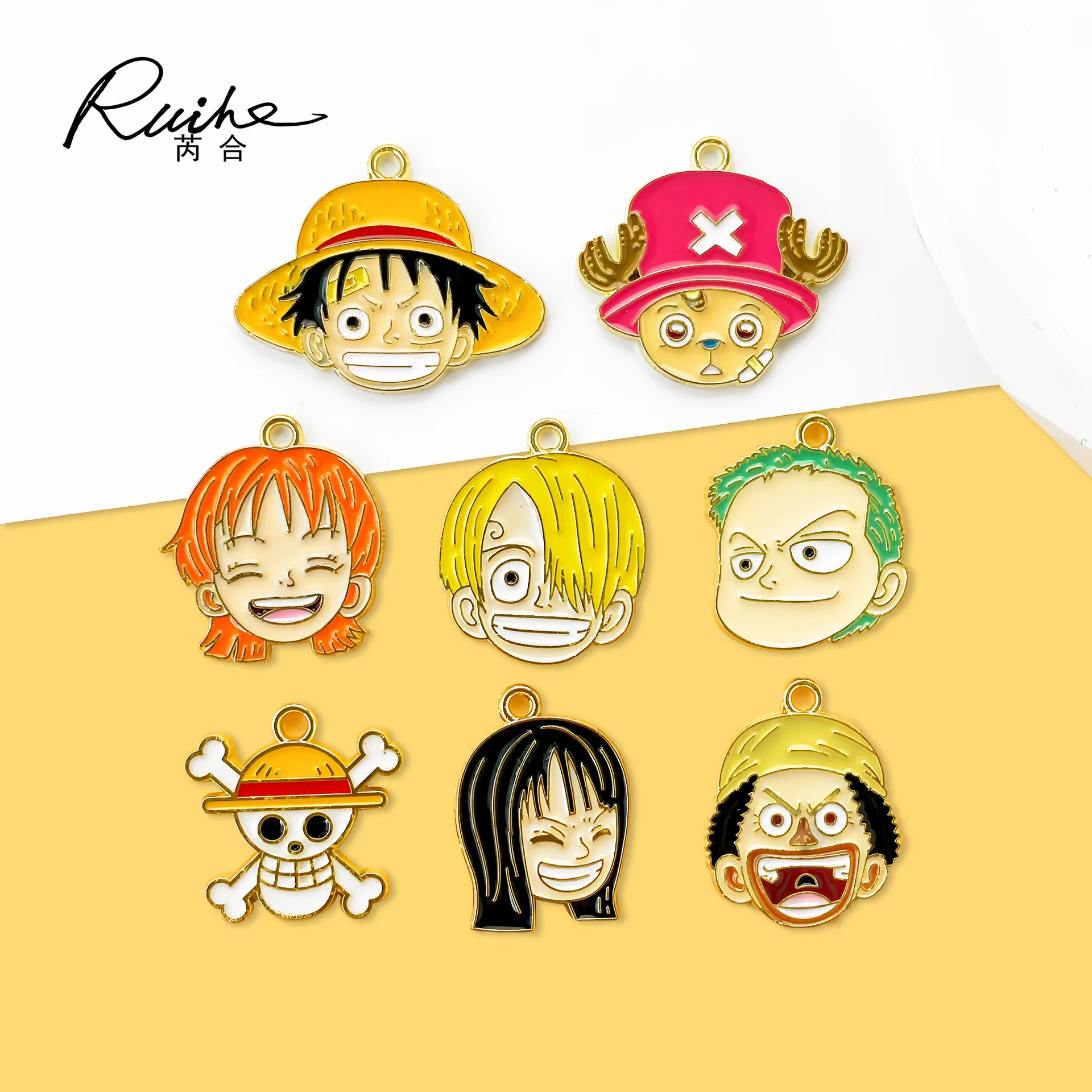 

10pcs Cartoon One Piece Decorations Cute Alloy Pendant Anime Figures Children's DIY Creative Fashion Jewelry Accessories Gift