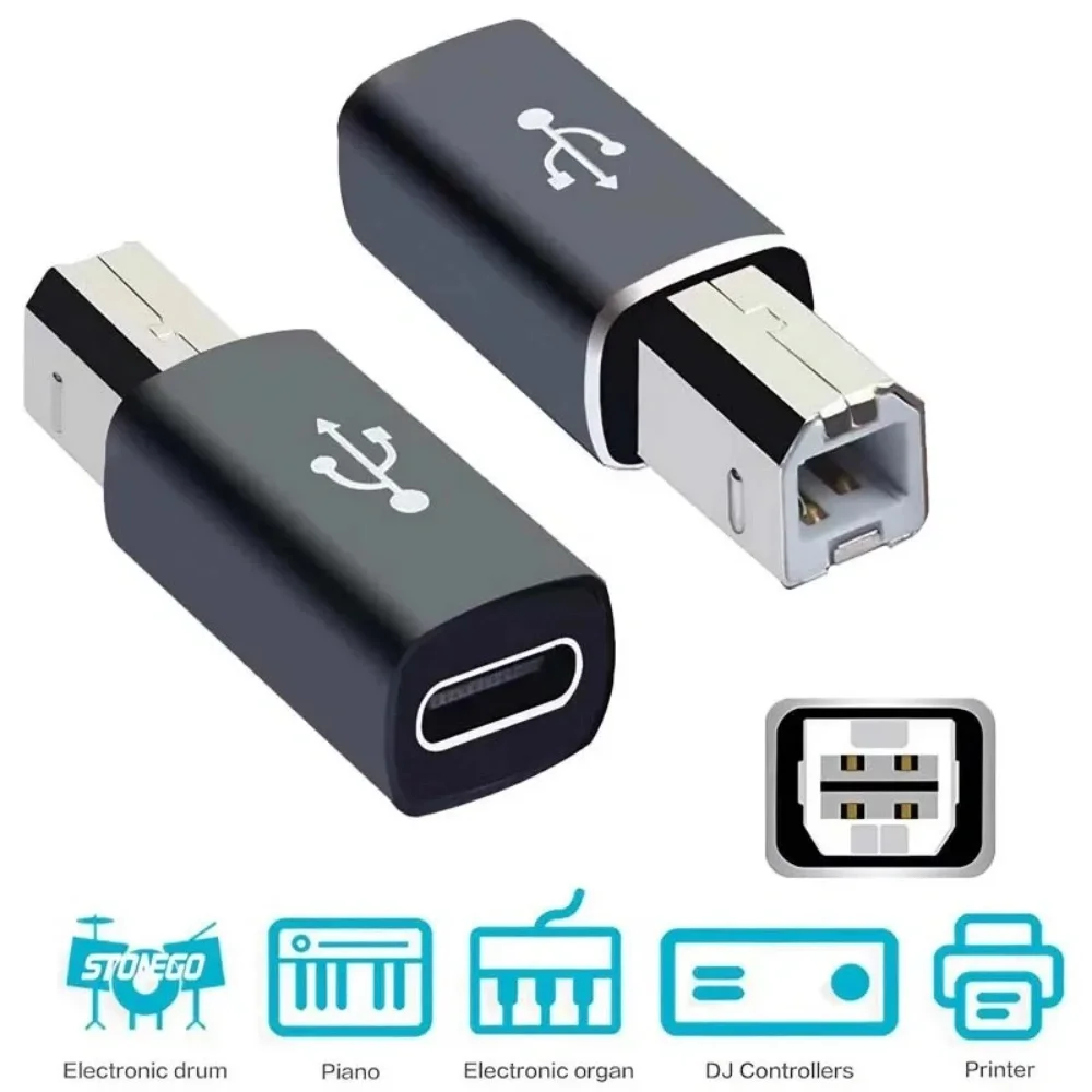 USB B Male to USB Type C Female Adapter For MIDI Controller For HP Canon Lexmark Printer Scanner Copier Data Transfer Converter