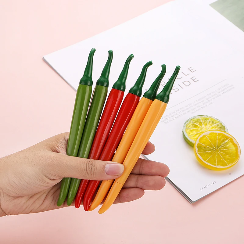 1set Creative Chili Shape Writing Pens Lovely Novelty Vegetable Gel Pens Stationery Student Signature Pens Gifts