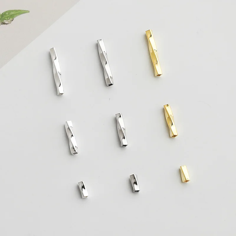 5pcs/Lot 925 Sterling Silver Twisted Tube Beads 4/8/12mm Women Necklace Bracelets Pipe Charms Spacer DIY Jewelry Silver Findings