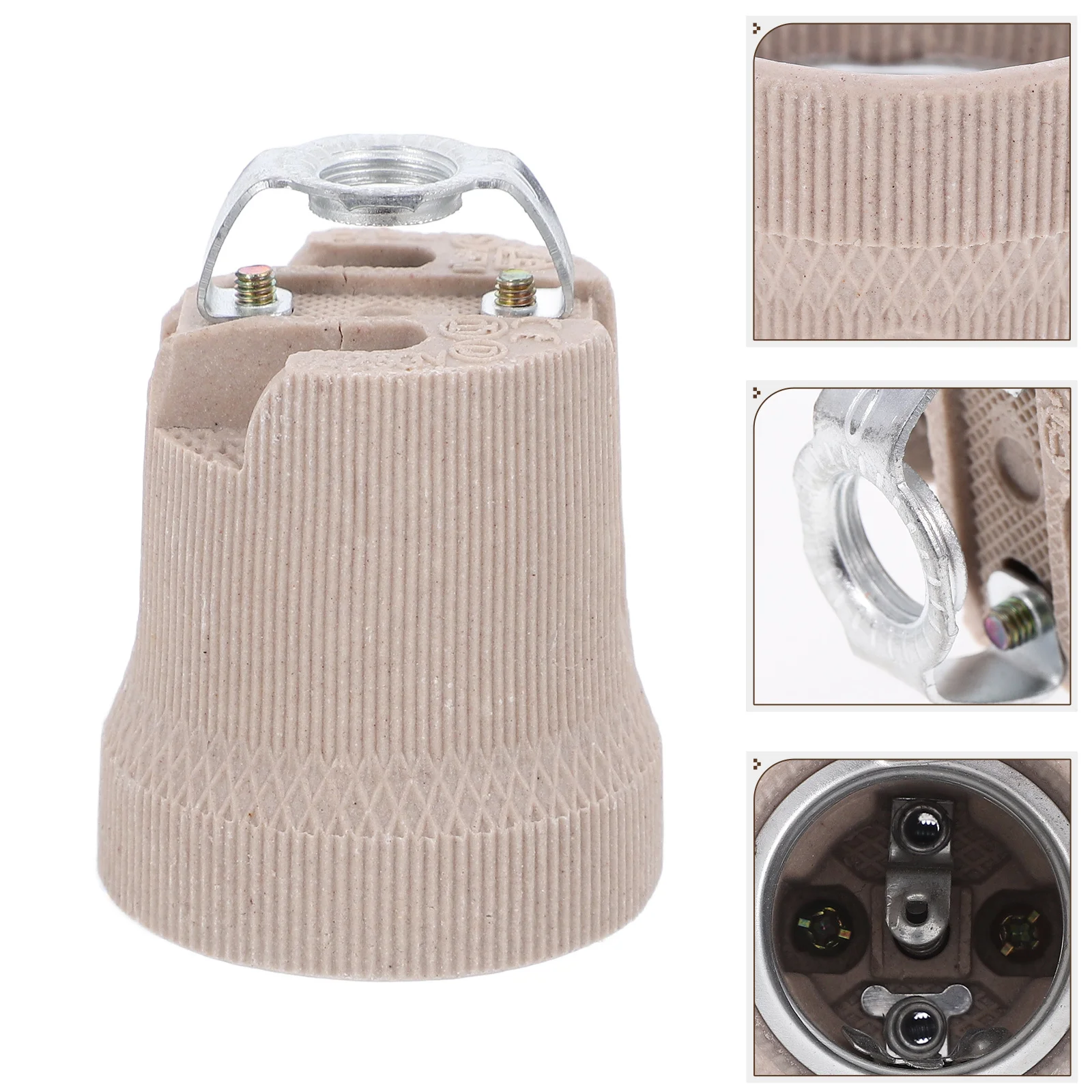 

4Pcs E27 Lamp Socket Ceramic Material Wear Resistant Reliable Long Lasting Performance Easy Installation Bulb Base