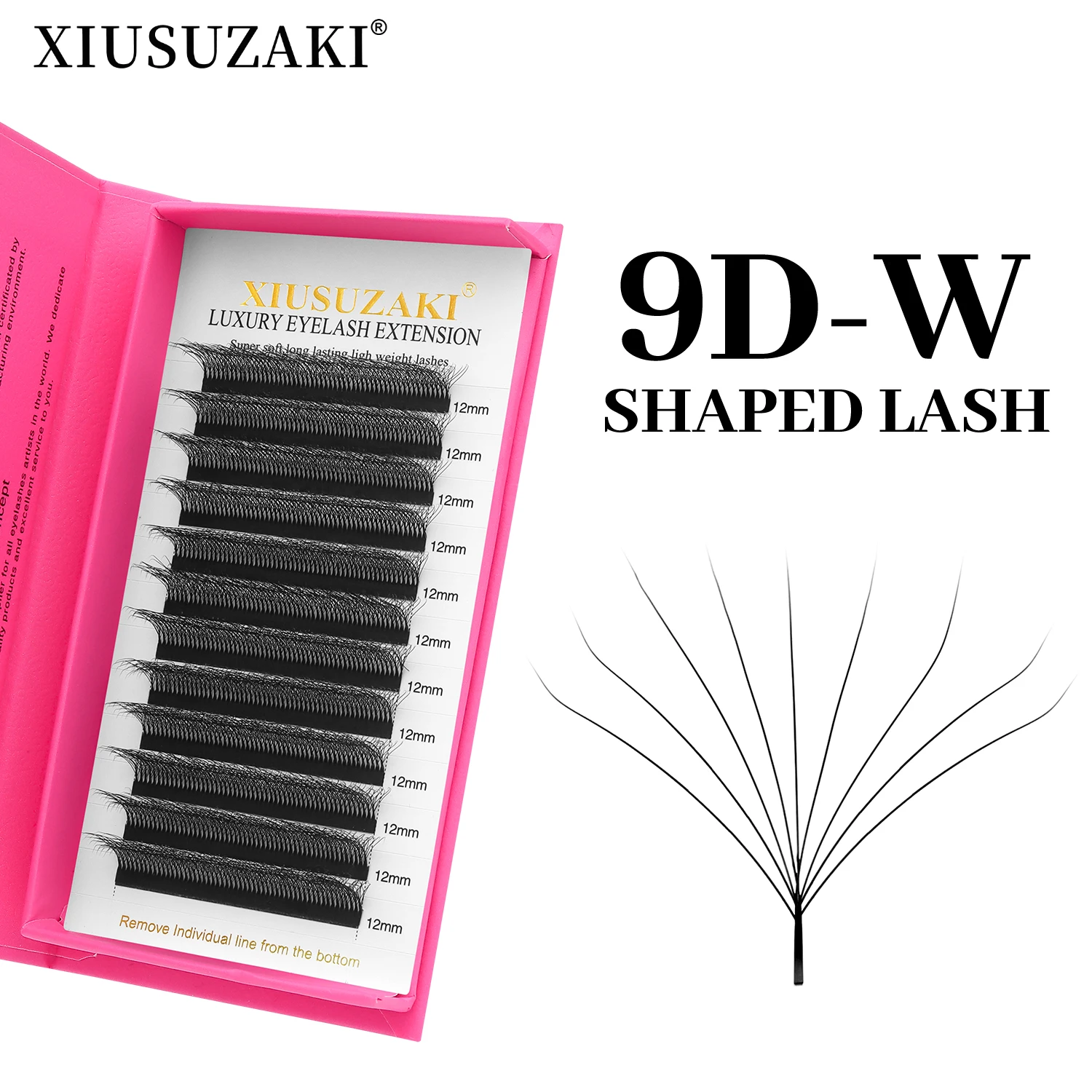 XIUSUZAKI 9D W Wimpern Schwarz Braun Vorgefertigte Fächer Wimpernverlängerungen Natürlich Weich Individuelles Volumen Falsche Wimpern Make-up-Tools