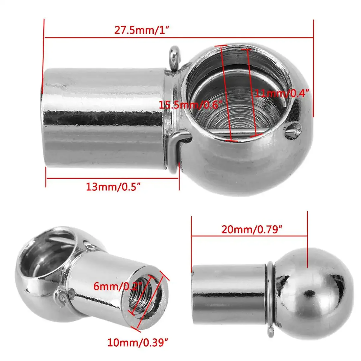 

Универсальный серебристый M6 M8, 2 шт., капот багажника, газовая стойка, фитинг, шаровой штифт, шарнирный клапан, пружинные держатели