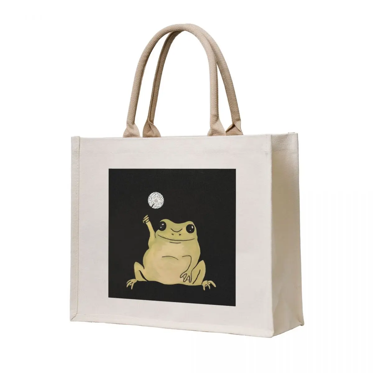 

Dandelion frog on black Tote Bag bags luxury women Canvas Handbags