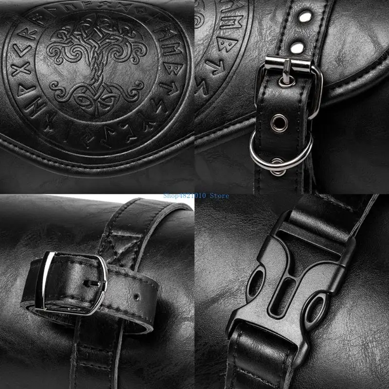 T3LF القوطية دراجة نارية أداة المنظم حقيبة ريترو الشرير الجمالية مقاومة للماء قابل للتعديل مرفق الأشرطة تأمين المصباح