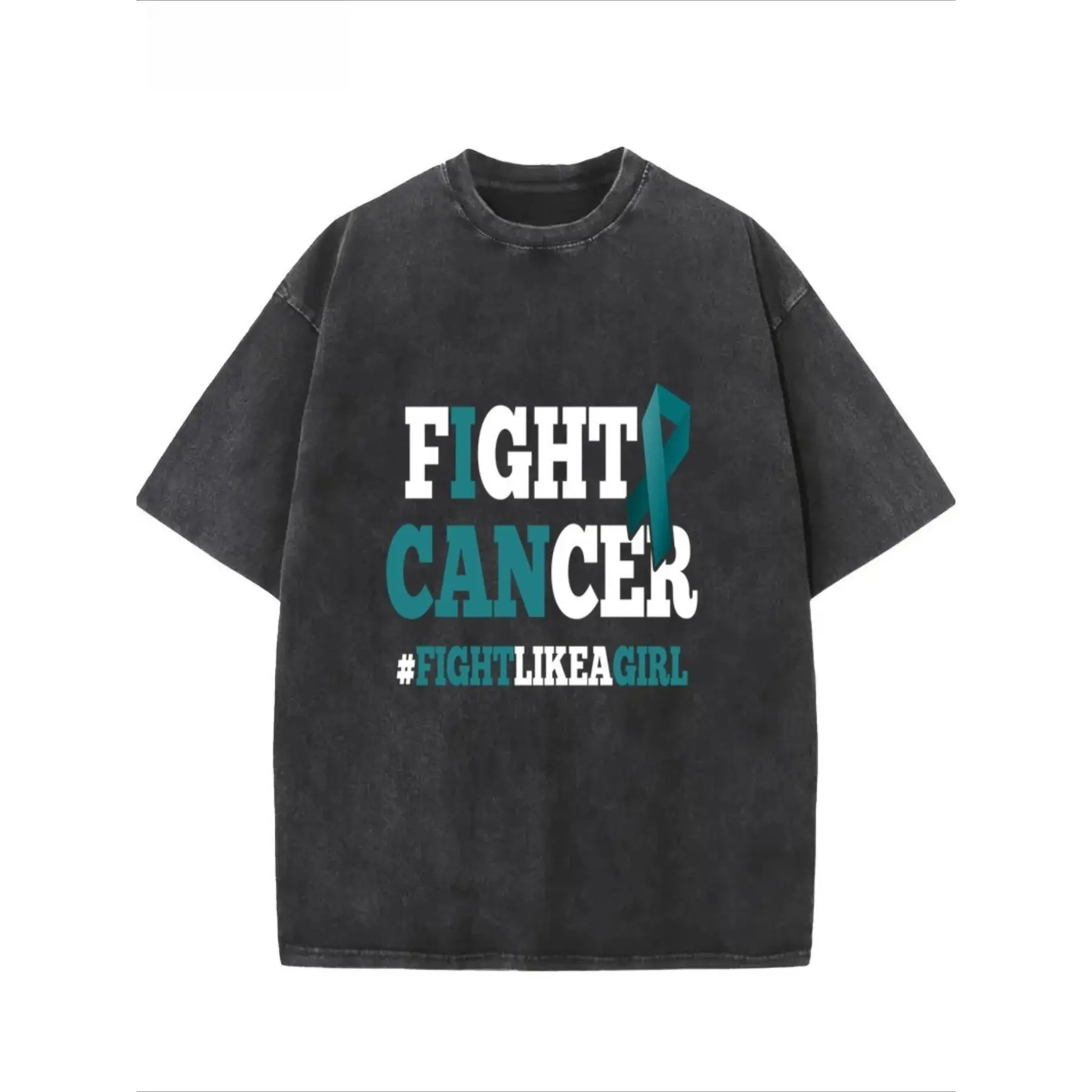 

"Fight Cancer #FightLikeAGirl" Awareness T-shirt, Women's Oversize Graphic Tee, Cancer Survivor Support Casual Top