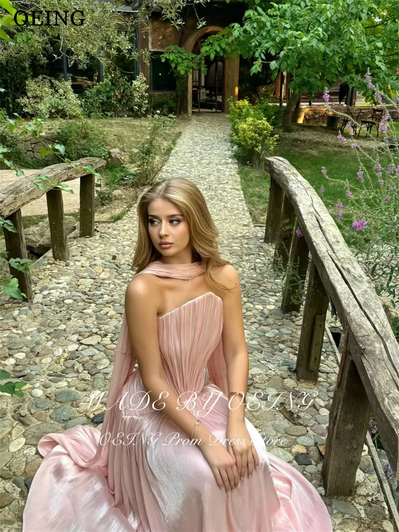 OEING Charmoso vestido de baile linha A sem alças pregas franzidas babados até o chão vestidos de noite فساتmaveraPersonalizzato