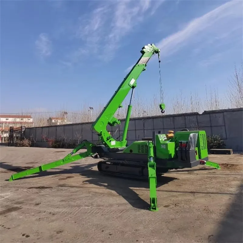Electric Mini Crawler Crane Spider Crane 8 Ton Telescopic Boom Fly Jib for Warehouse Material Loading Unloading Work Use