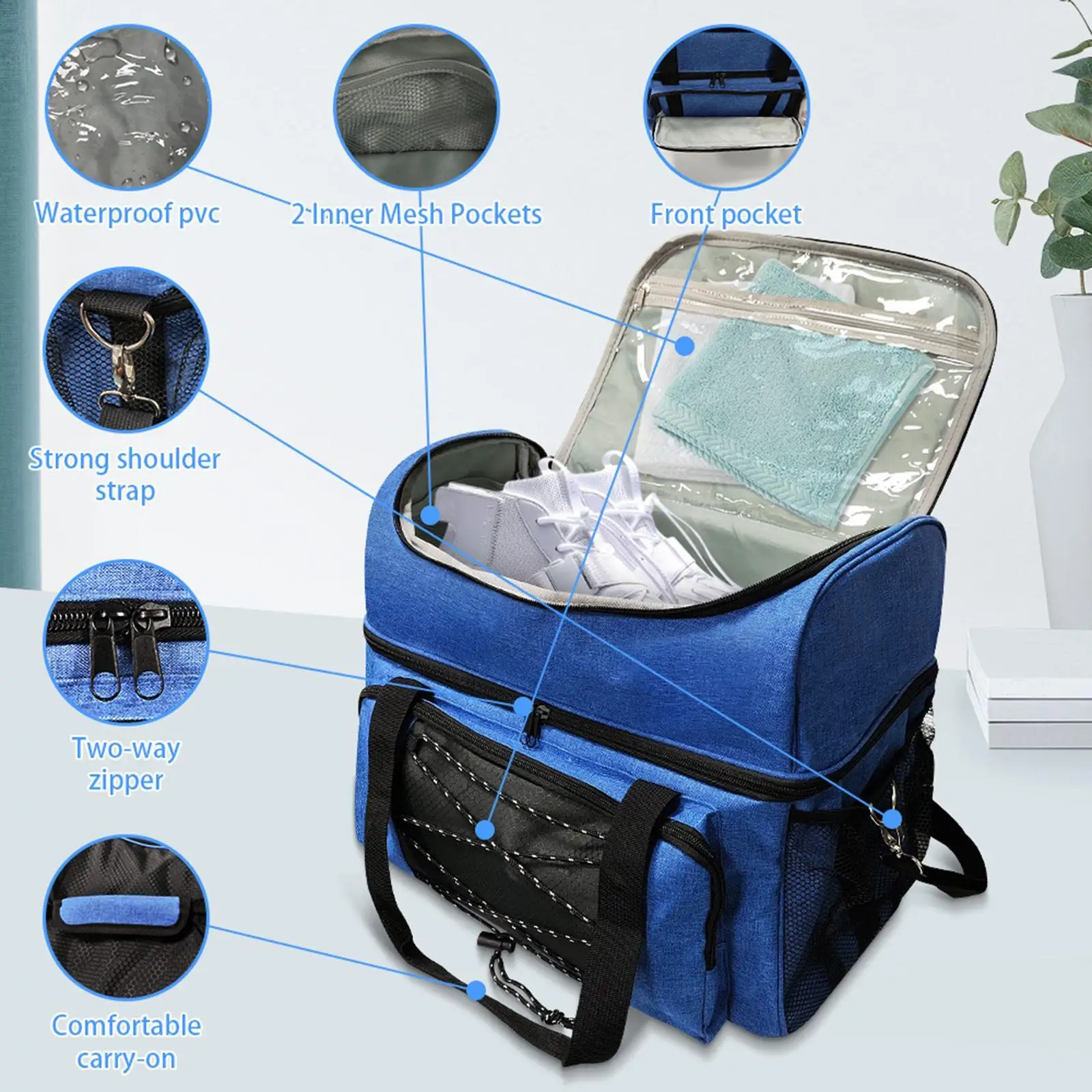 

Bowling Bag for 2 Balls Professional Double Zipper Bowling Tote with Handle