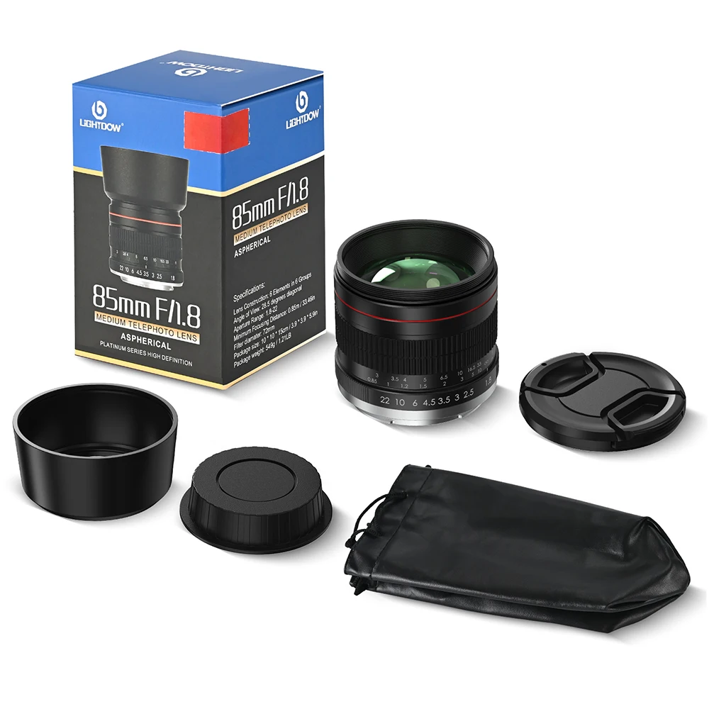 Lightdow Full Frame 85mm F1.8 Manual Focus Portrait Lens for Canon EOS 600D 550D 700D 1300D 6D 7D Sony Nikon DSLR Camera