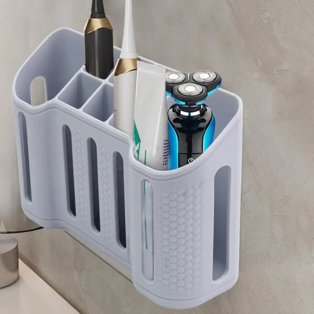 Toothpaste Organizer Bathroom Organizer Set Wall-mounted Toothbrush Holder with 8 Slots Electric Toothbrush for Bathroom