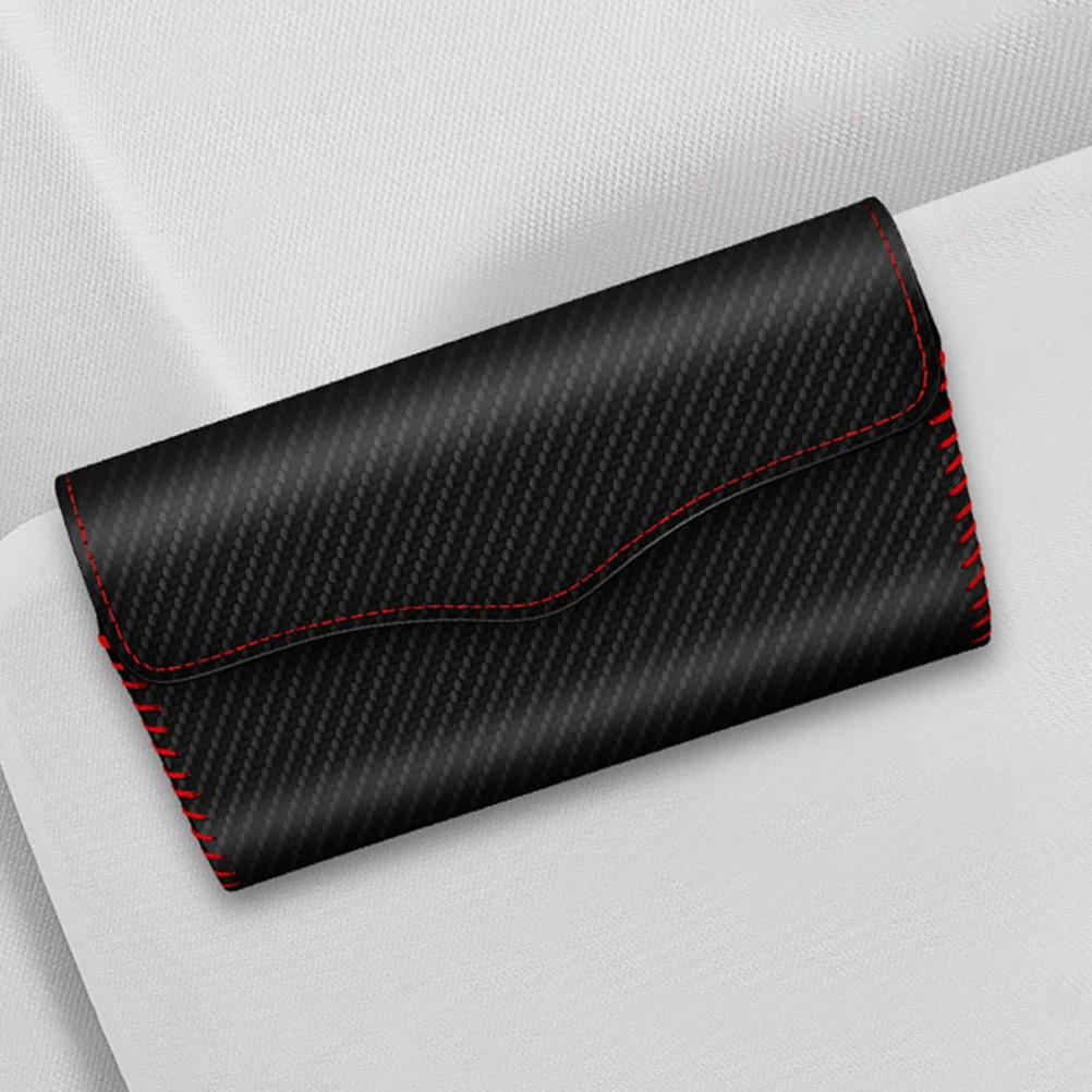 

Carbon Fibre Pattern Sunglass Holder for Car Visor Sturdy PU Construction Large Capacity Glasses Storage Easy Install Anti Shock
