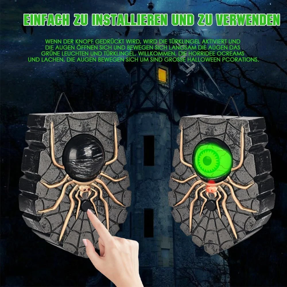 Halloween Eye Movement Horror Mood Campanello Giocattolo Festa Corridoio Porta Illuminazione domestica Figura sonora Puntelli Ornamenti Collezioni di regali