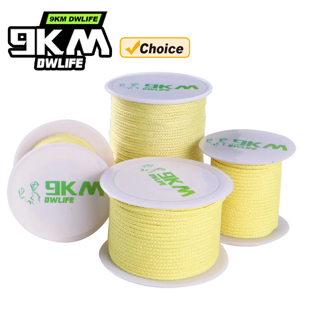 Corda Trançada de Kevlar Amarela 9KM Linha de Pesca de Alta Resistência à Tração Retardante de Chamas Corda para Pipa 50-200 pés 40-1000 lb