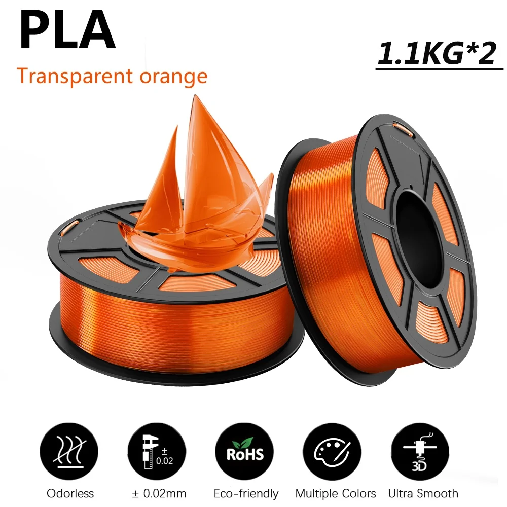 JAYO PLA/PLA PLUS przezroczyste włókno 1.75mm 1.1kg/rolka 100% nietoksyczne przezroczyste materiały do drukarek 3D i długopis 3D