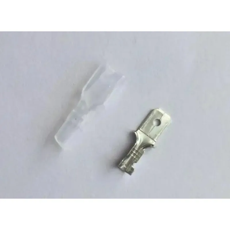 50sets  6.3 mm with transparent sheath inserted spring 6.3mm male connector terminal Faston with insulator for wire