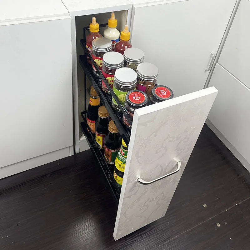 

Pull basket kitchen cabinet narrow side installation seasoning basket damping track small apartment 150 cabinets 200 cabinets