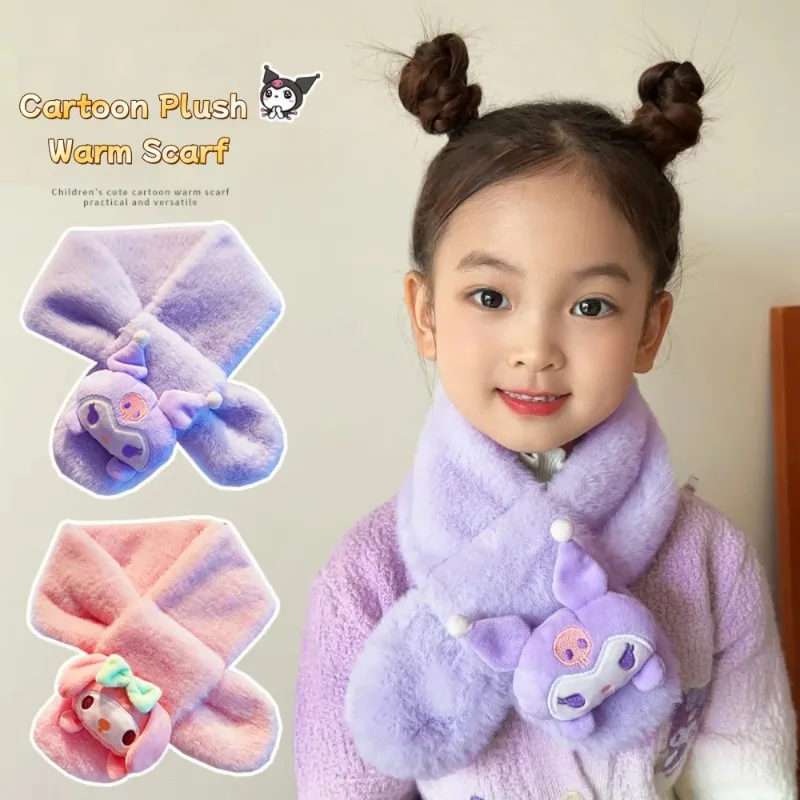 

Anime Cross Scarf Melody Kuromi Sanrio Plush Warm Cute Cinnamoroll Pompompurin Cartoon Soft Thickened Scarves Gifts for Girls