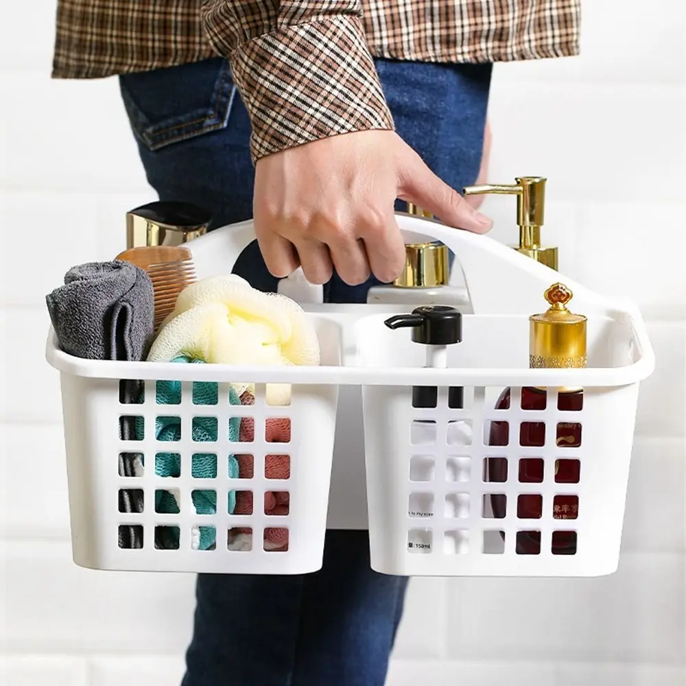Durable Plastic Shower Basket Simple Functional Hollow Out Storage Basket Storage Holder For Bathroom/Toilet