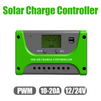 20A 10A Solar Charge Regulator 12V/24V PWM Photovoltaic Panel Controller for LiFePo4 Lithium Lead Acid Battery USB LCD Display