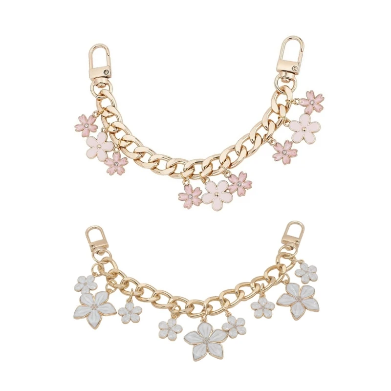 

X5XA Elegant Purse Chain Strap Replacement Flower Charm Stylish Metal Purse Chain for Wallet Shoulder Bag Handbag