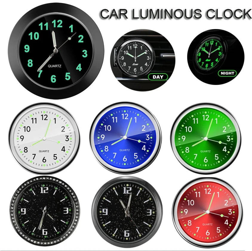 

Car Clock Luminous Automobiles Internal Stick-On Mini Digital Watch Mechanics Quartz Clocks Auto Ornament Car Accessories