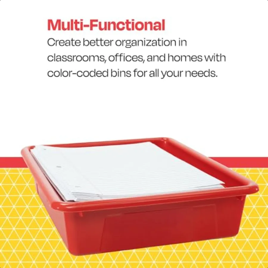Школьный умный прочный пластиковый лоток для хранения, многофункциональный дизайн для классной комнаты, дома и других размеров с буквами, красный