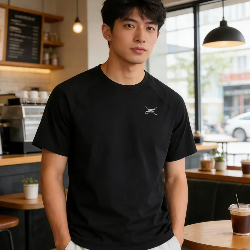 Skechers Short Sleeve T Shirt Breathable Casual Athletic Top Smoky Black P226U036-03K8