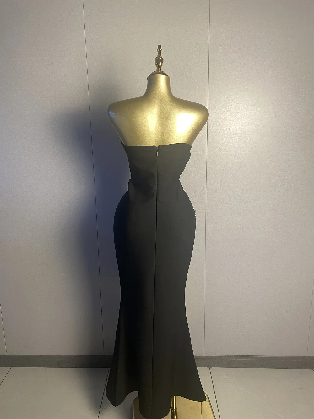 2025 New Women Sexy Strapless Diamonds Beading Black Maxi Long Dress 2025 Elegant Evening Club Luxury Birthday Party Dresses