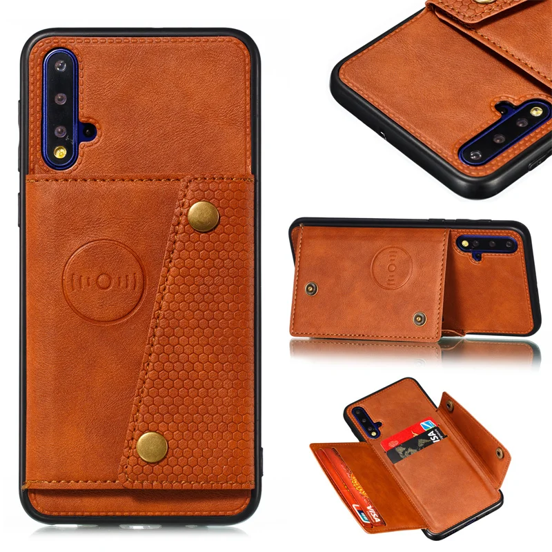 PU Leather Wallet Shockproof Case For Huawei Nova 5T Magnetic Car Holder Stand Flip Back Cover for Nova 5 T Multi Card Slot Case