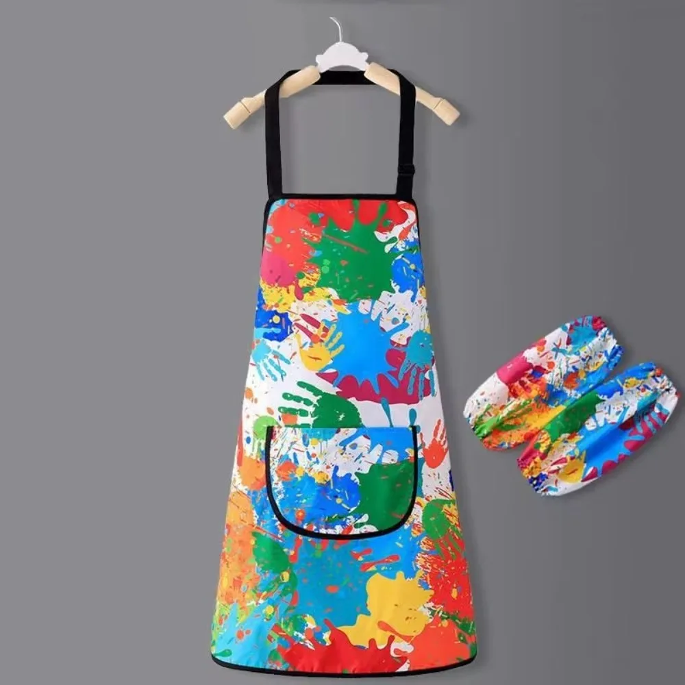 Children Painting Apron Art Students Painting Clothes Waterproof Kitchen Kindergarten Doodle Bib Easy Clean