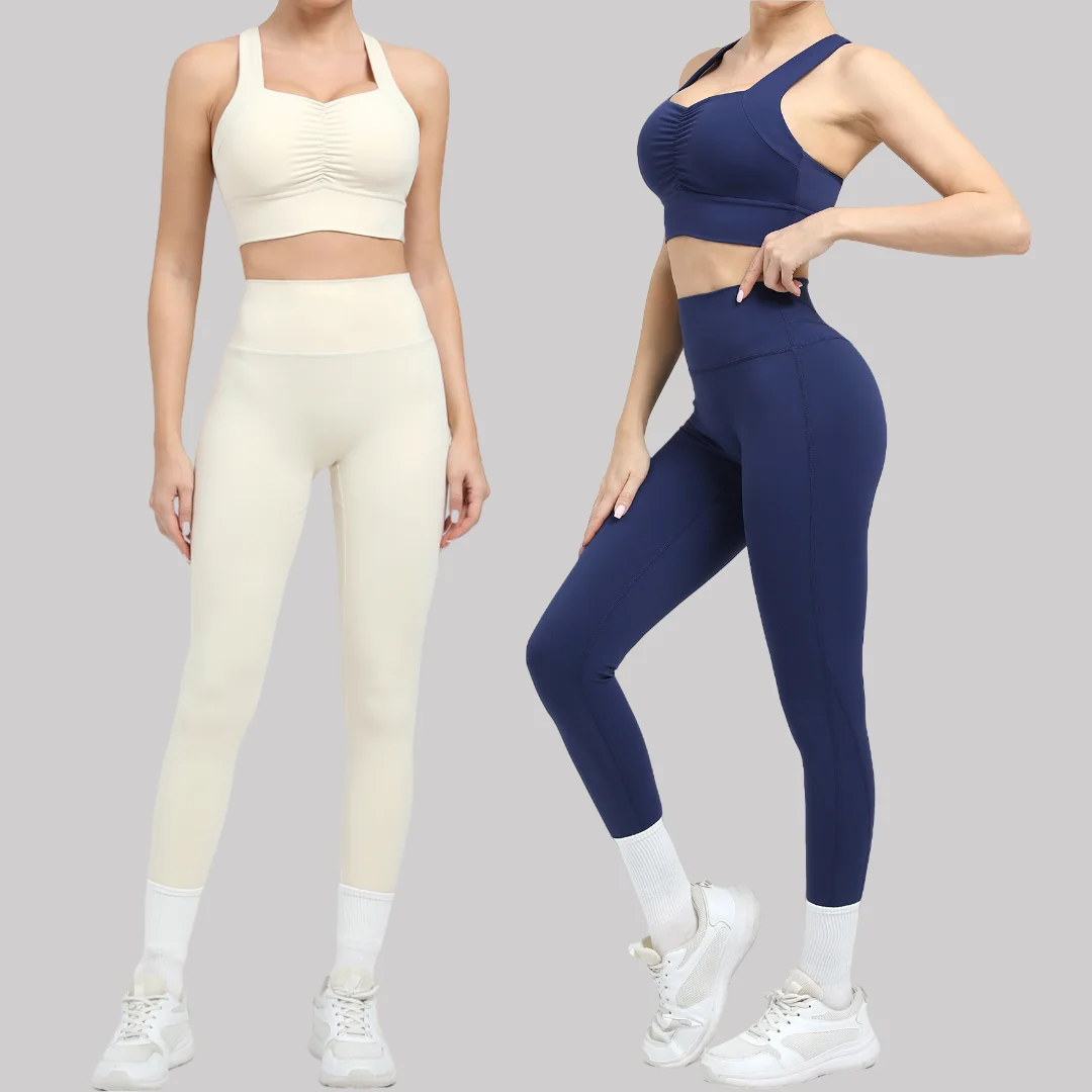 

Brushed Yoga Set Sports Fitness High Waist Lifting Buttocks Tight Backless Sexy Bra Workout Clothing Gym Leggings Suit for Women