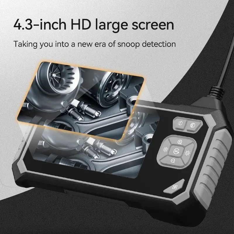 Industrial Endoscope Camera 4.3\'\' Rigid Cable 8mm HD1080P Sewer Pipe Inspection Camera IP67 Waterproof With LEDs for Car Engine