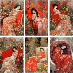 Gustav Klimt Sleep Woman 5D Diamond Painting Portrait Diy Full Square Round Diamond Mosaic Embroidery Diamond Picture