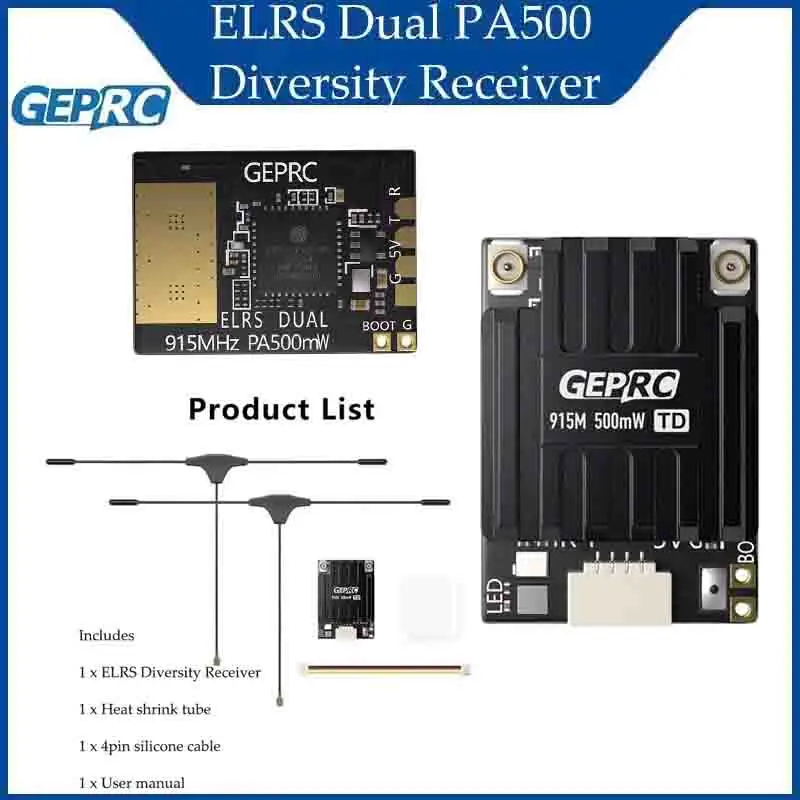 

GEPRC 915M/868M High-power PA Chip 500mW WIFI Alloy CNC shell for FPV RC Parts Quadcopter ELRS Dual PA500 Diversity Receiver