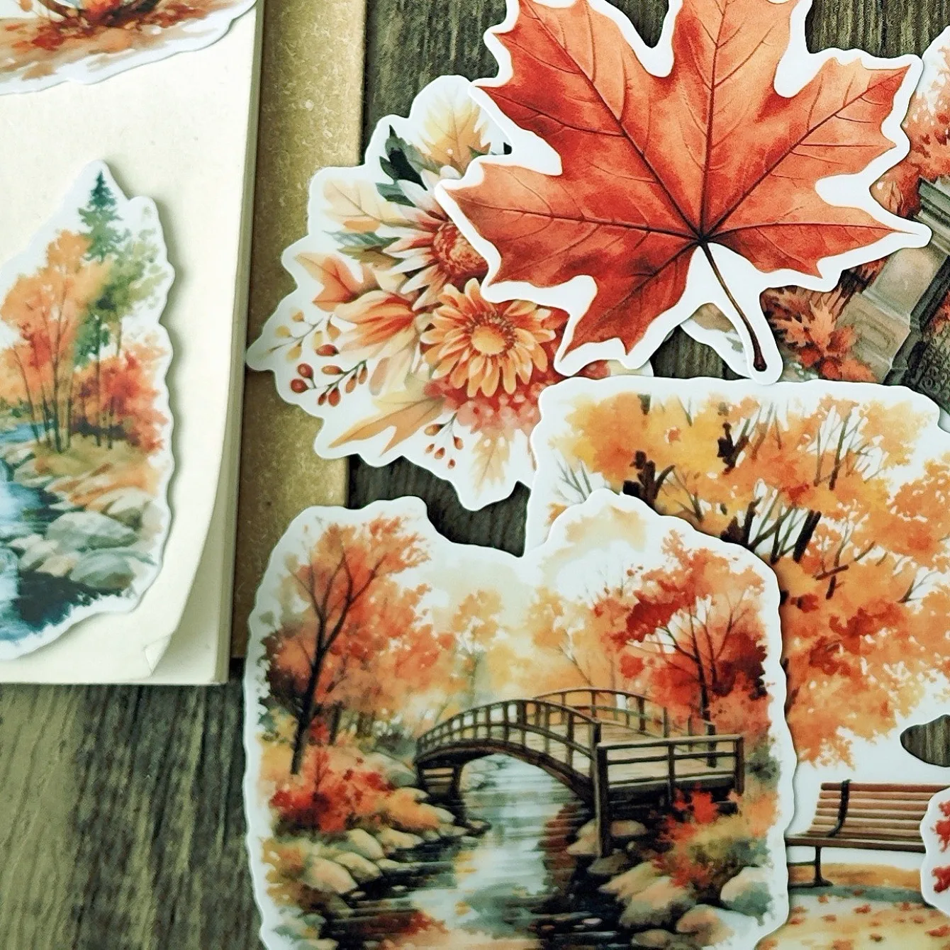 1 set  Autumn scenery Stickers Decorative Labels Scrapbooking Collage Material Journal Supplies  journaling stationery supplies